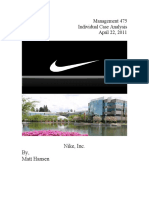 Nike, Inc. By, Matt Hansen: Management 475 Individual Case Analysis April 22, 2011