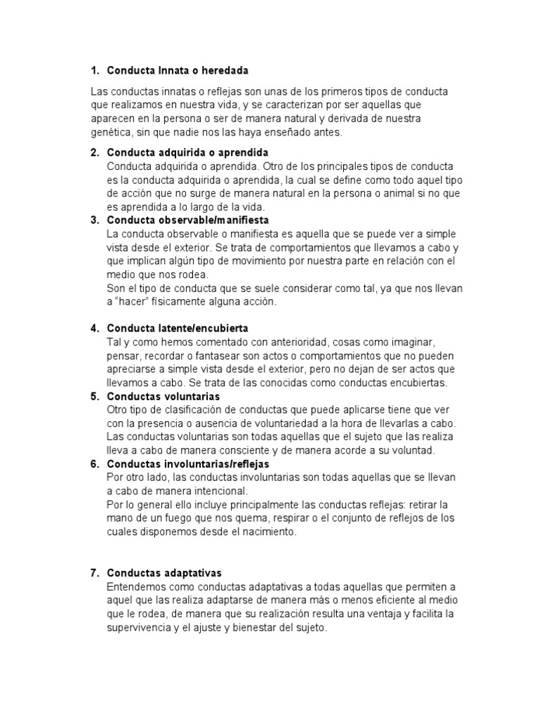 Conducta Innata y Heredada | PDF | Comportamiento | Cognición