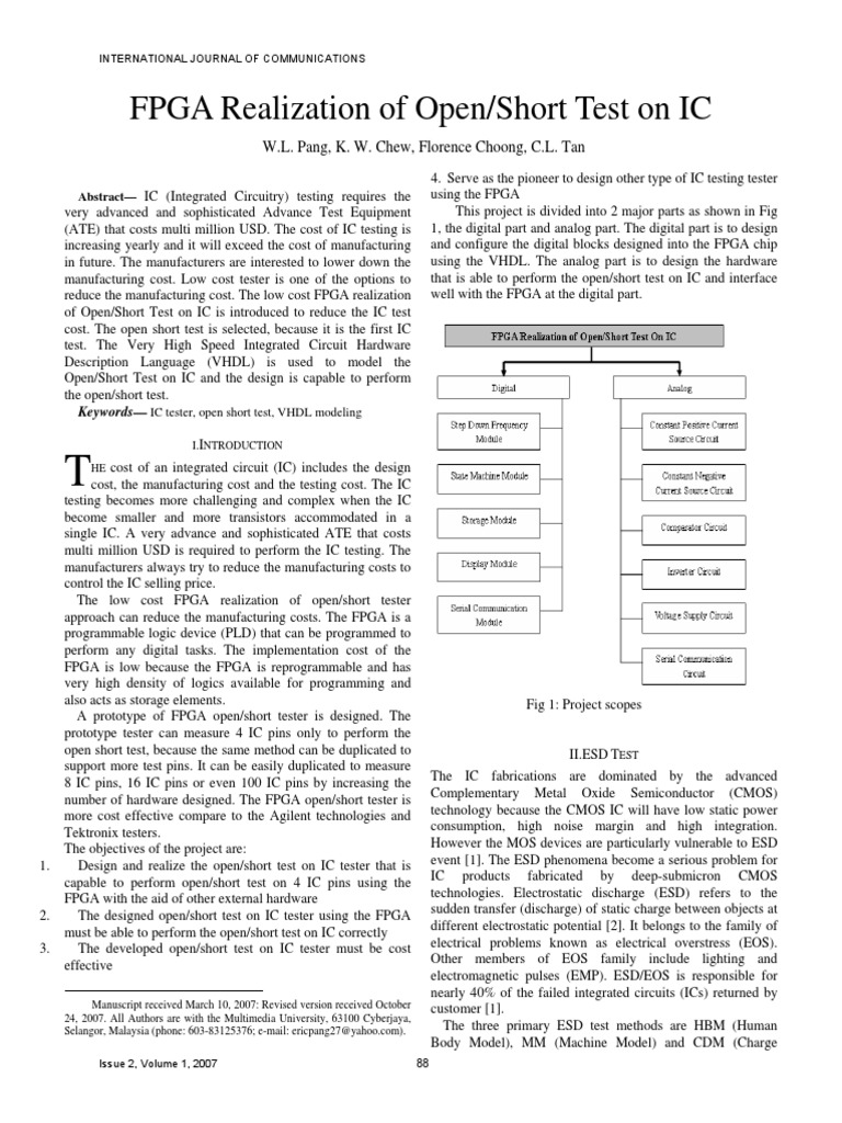 FPGA Realization of OpenShort Test On IC | PDF | Field Programmable ...