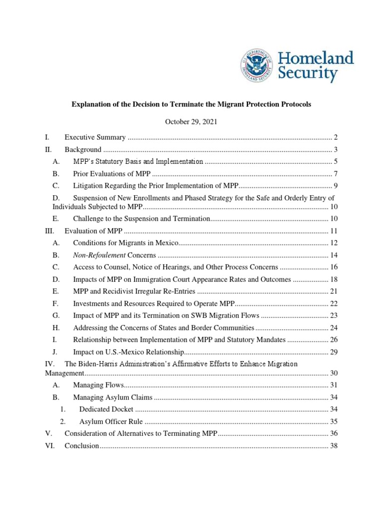 Department of Homeland Security Justification of Ending MPP PDF