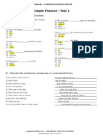 Simple Present - Test 2: A - Put in The Correct Verb Forms