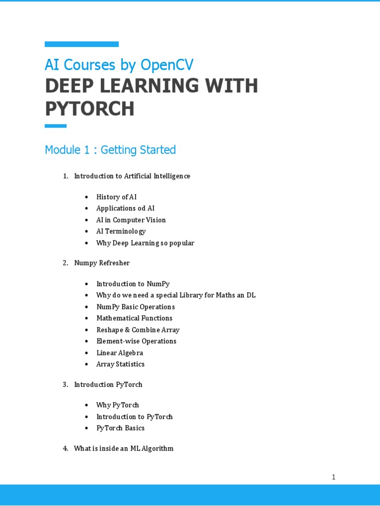 Deep Learning With Pytorch: Ai Courses by Opencv | PDF | Artificial ...