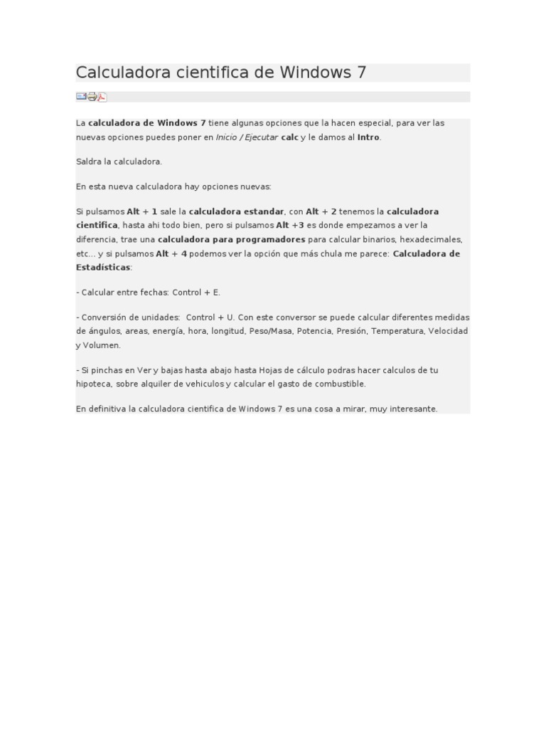 Calculadora Cientifica de Windows 7 | PDF | Calculadora | Windows 7