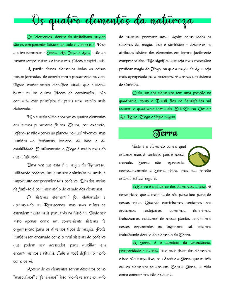 Elementos da Natureza e sua Magia | PDF | Ferimento | Terra