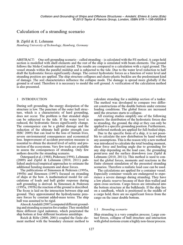 Calculation of A Stranding Scenario | PDF | Bending | Stress (Mechanics)
