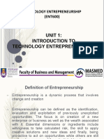 Unit 1: Introduction To Technology Entrepreneurship