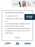 Instruções Prova 2h Língua Estrangeira