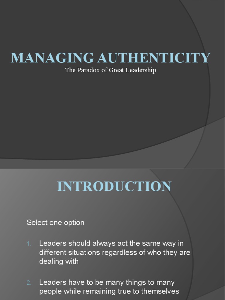 Authentic Leadership: Balancing Self and Perception | PDF | Self ...