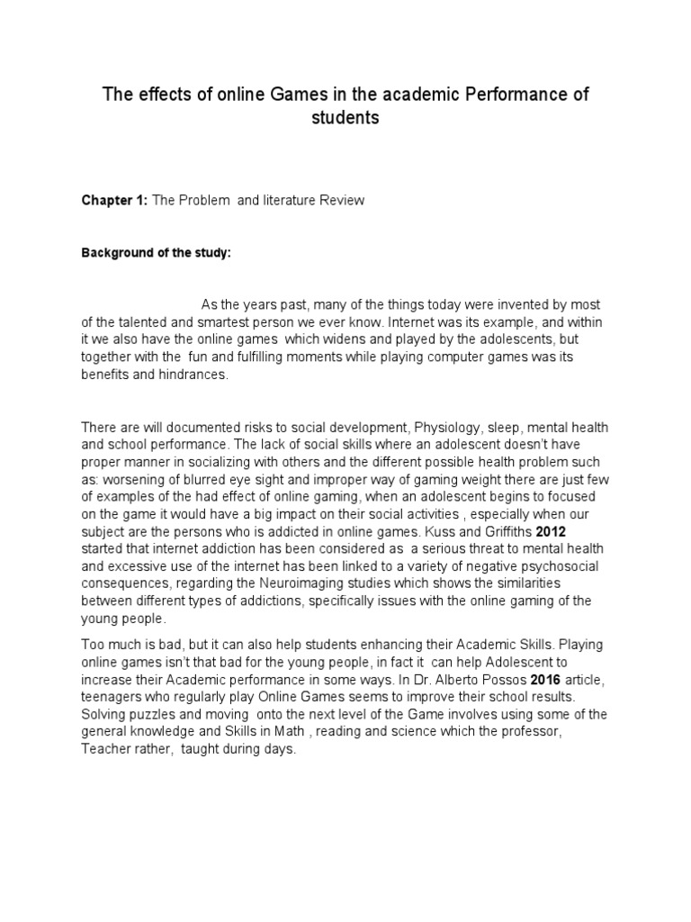 The Effects of Online Games in The Academic Performance of Students | PDF