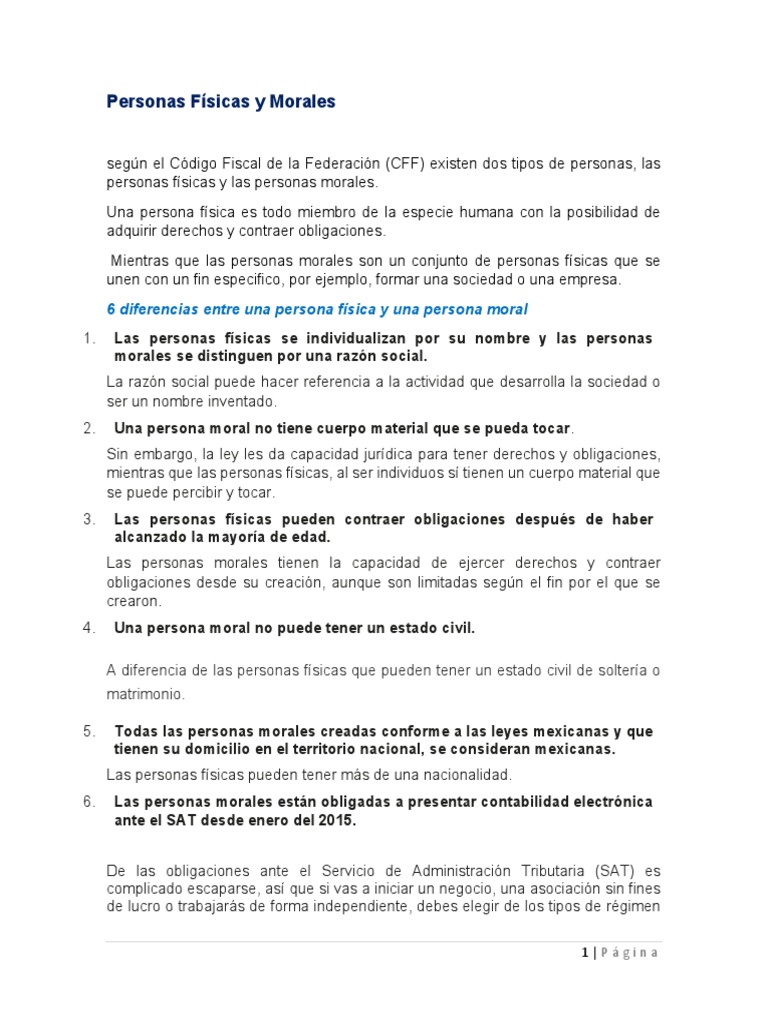 Personas Físicas y Morales | PDF | Impuesto sobre la renta | Economias