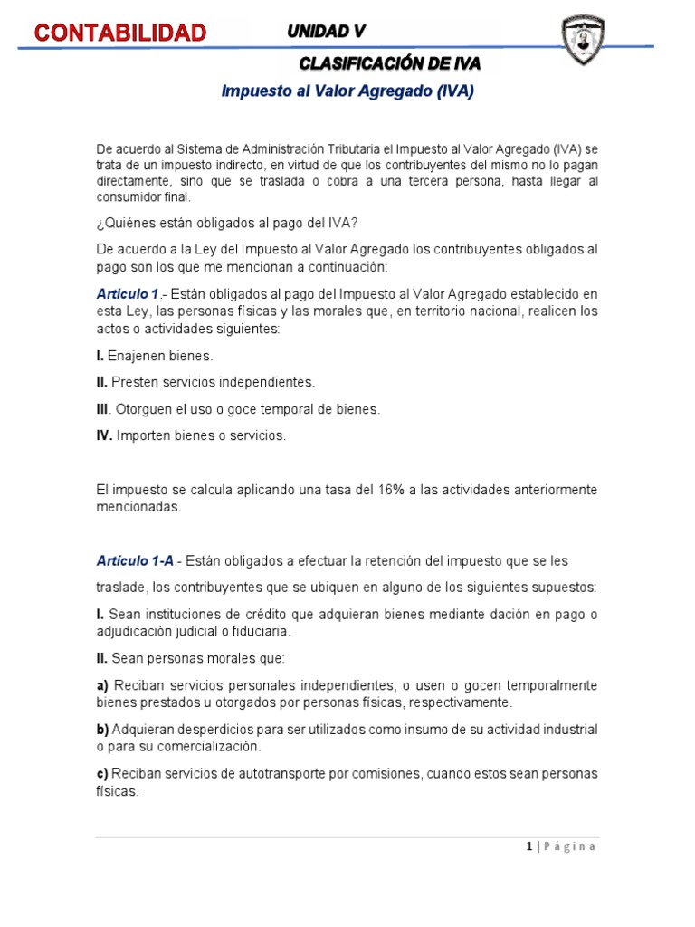 Clasificacion de Iva | PDF | Impuestos | Impuesto al valor agregado