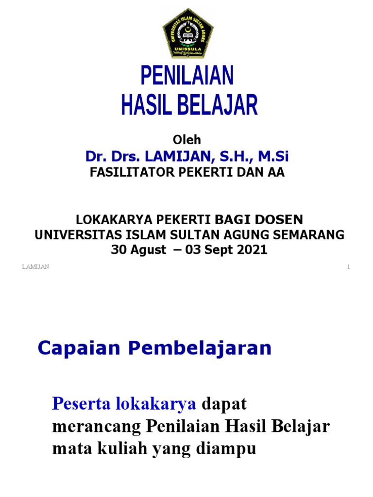Ppt Penilaian Hasil Belajar Pdf