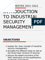 FIRST SEMESTER 2021-2022: To Industrial Security Management