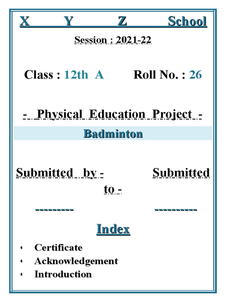 Physical Education Project | PDF | Racquet Sports | Sports