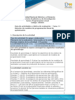 Guía de actividades y Rúbrica de evaluación - Unidad 2 - Tarea 3 - Solución de modelos de programación lineal de optimización