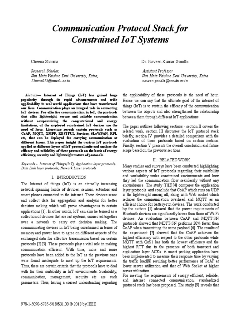 Communication Protocol Stack For Constrained Iot Systems | PDF ...
