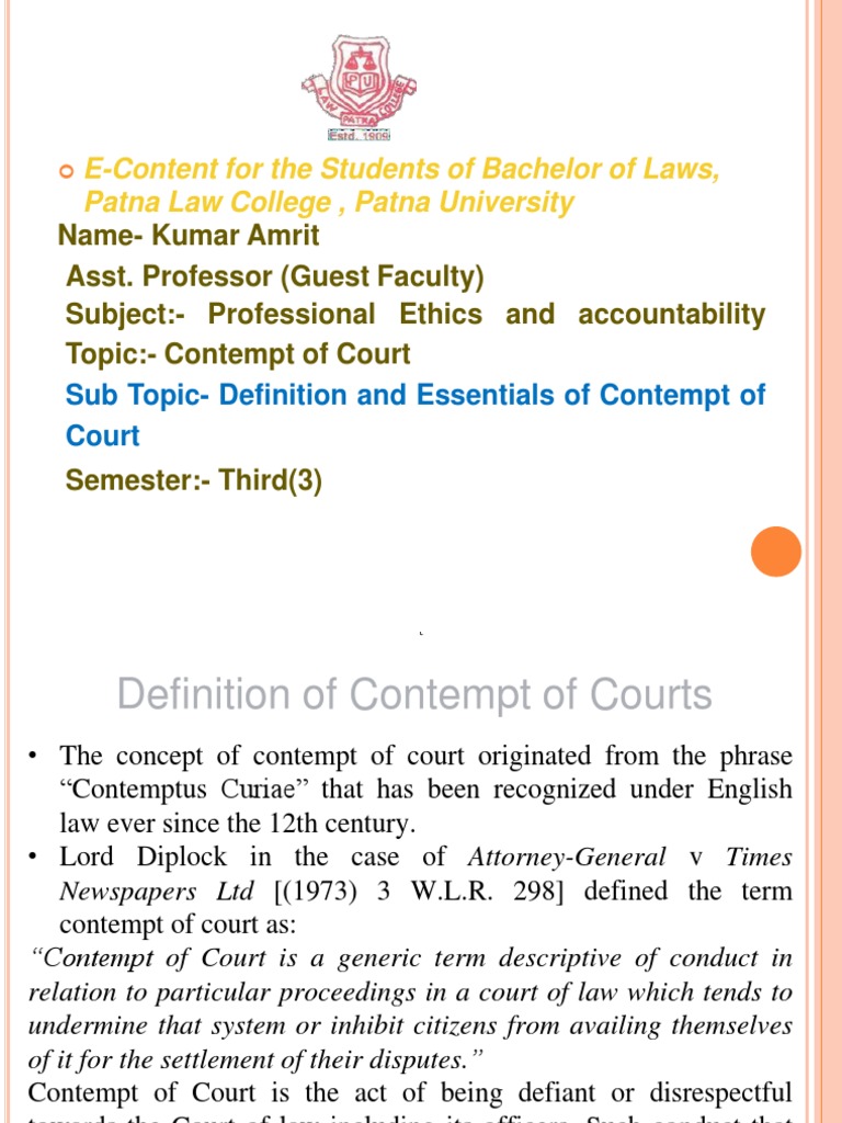 CONTEMPT OF COURT by PATNA LAW COLLEGE | PDF | Contempt Of Court ...