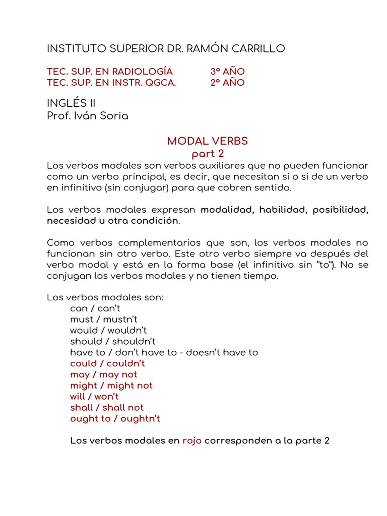 Verbos Modales en Inglés: Uso y Ejemplos | PDF | Verbo