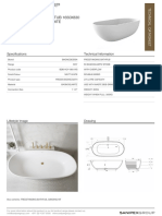 Koy Freestanding Bathtub 1650X830 With Overflow Matt White: Specifications Technical Information