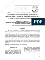 Environmental Concept Based PJBL (Project Based Learning) Models To Increase The Observation Skills of Vii Grade Students at SMPN 1 Jenangan Ponorogo