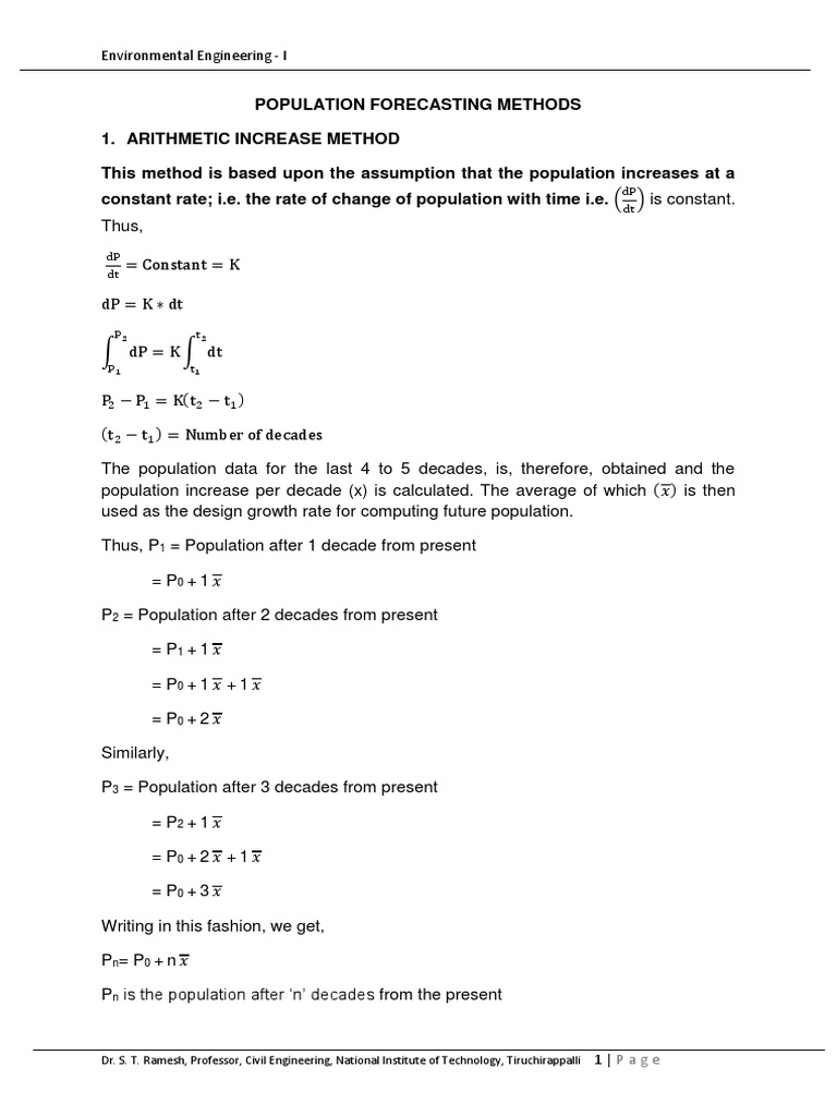 3.population Forecasting Methods | PDF | Average | Mean
