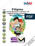 Modyul 10-Pagpapahayag NG Sariling Opinyon o Reaksyon