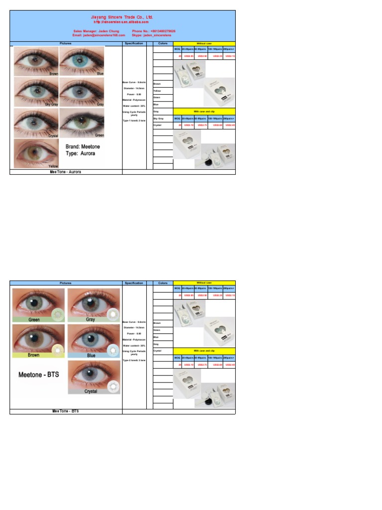 Wholesale Contact Lenses Catalog | PDF | Brown | Grey
