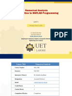 Numerical Analysis Introduction To MATLAB Programming