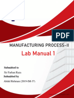 Manufacturing Process-Ii: Lab Manual 1