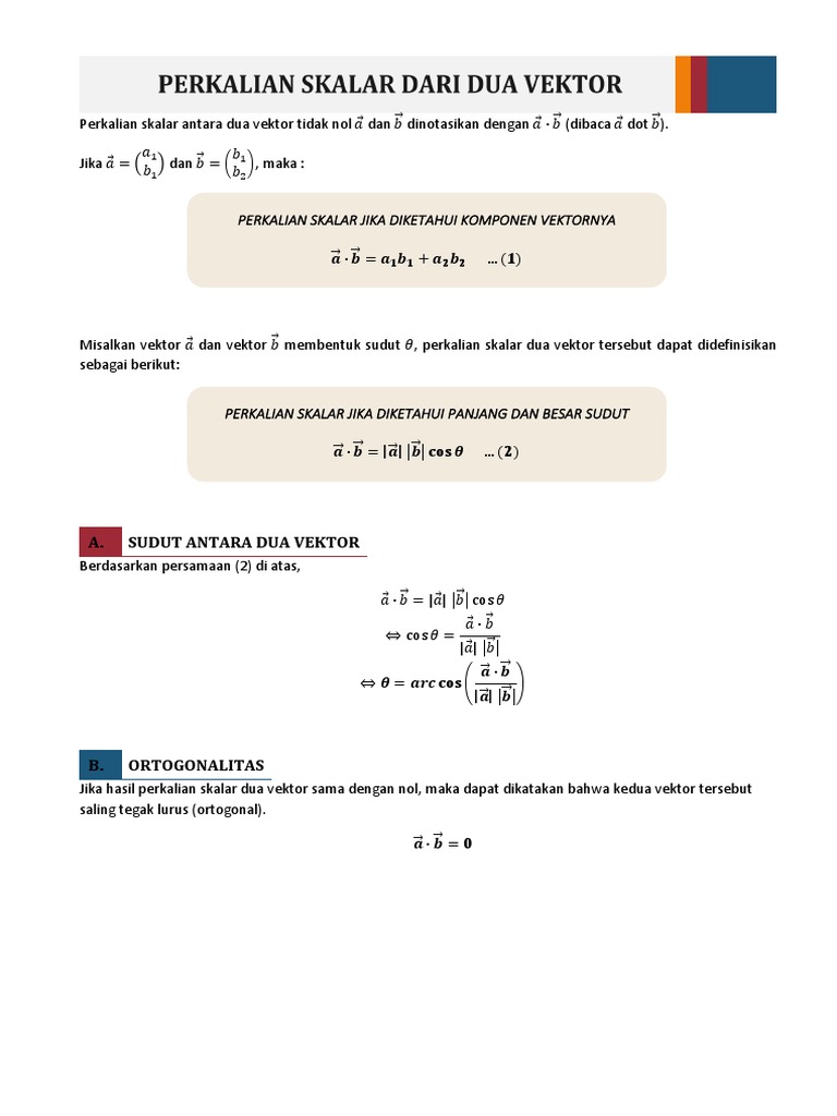 Perkalian Skalar Vektor dan Ortogonalitas | PDF | Metode & Bahan Ajar