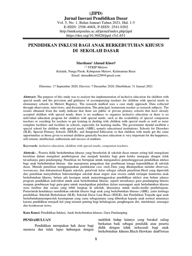 (JIPD) Jurnal Inovasi Pendidikan Dasar | PDF | Human Nature | Inclusion ...