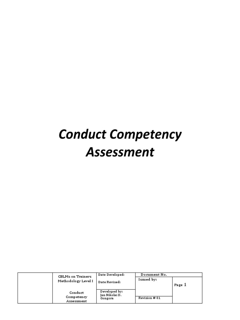 Conduct Competency Assessment Pdf Educational Assessment