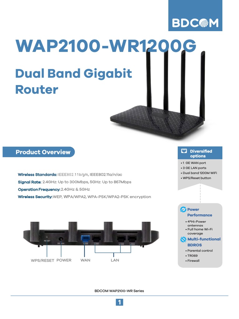 WAP2100-WR1200G: Dual Band Gigabit Router | PDF | Wi Fi | Computer Network