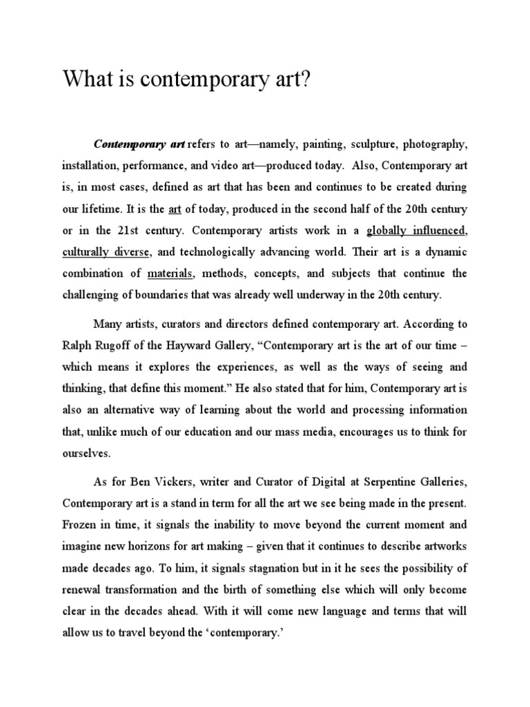 What Is Contemporary Art PDF Contemporary Art Philosophical Movements