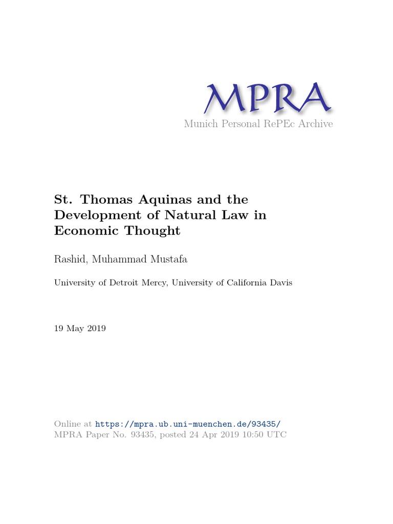 St. Thomas Aquinas and The Develoment of Natural Law | PDF | Natural ...