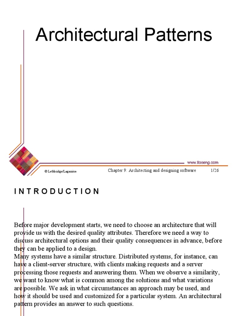 Architectural Patterns: Chapter 9: Architecting and Designing Software ...