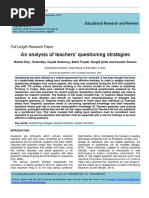 An Analysis of Teachers' Questioning Strategies: Full Length Research Paper