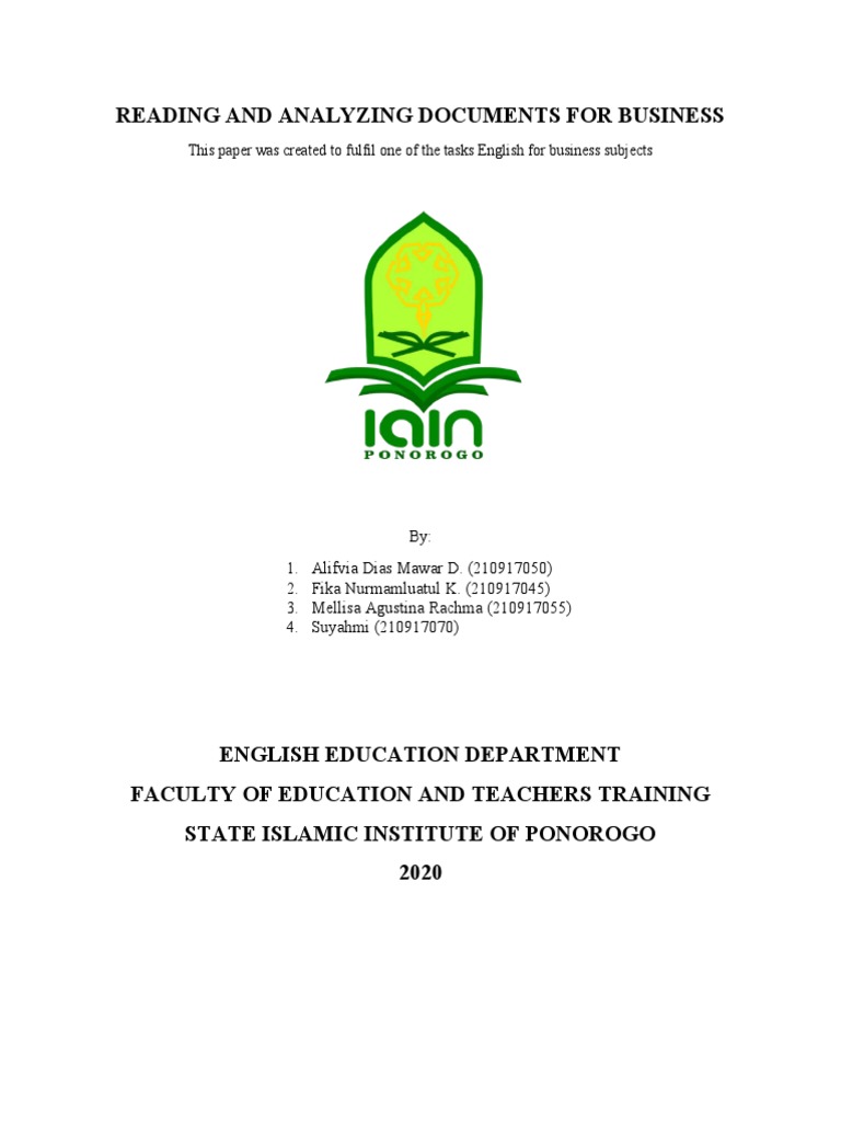 Business Document Analysis Techniques | PDF | Reading Comprehension ...