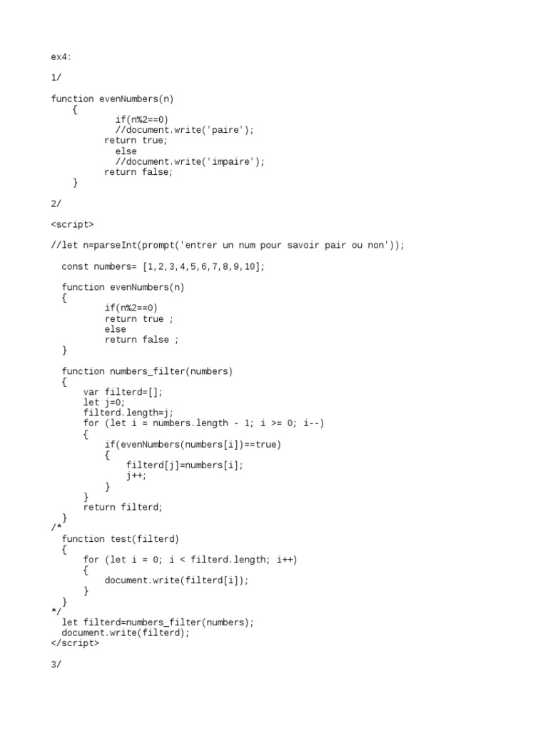 JavaScript Even Number Filter Code | PDF