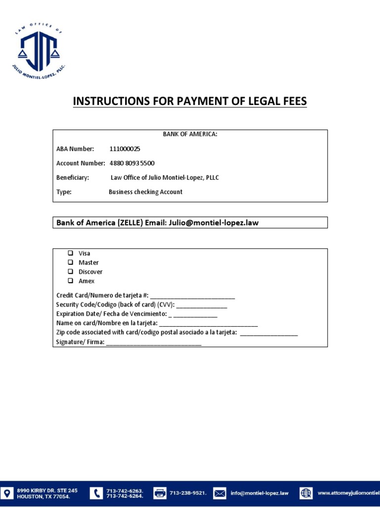 Legal Fee Payment Instructions | PDF | Social Science | Law