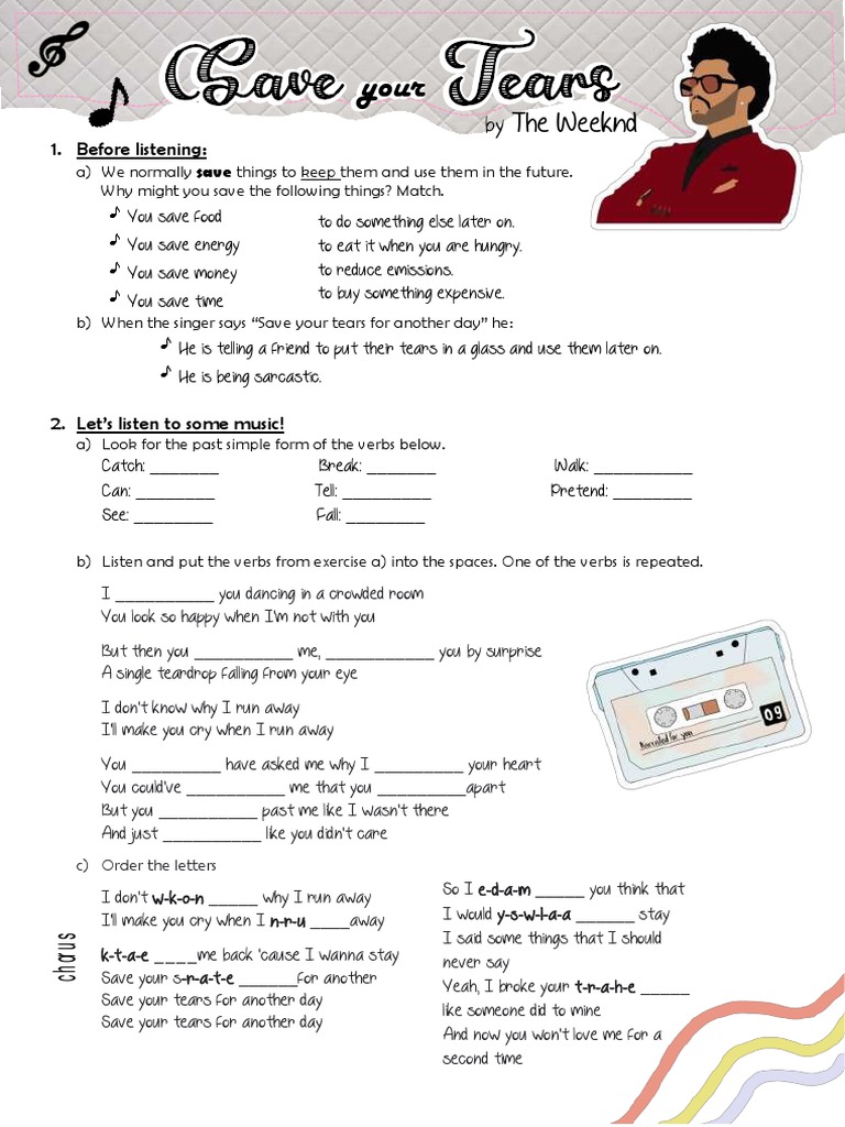 Save Your TearsIrregular Verbs PDF