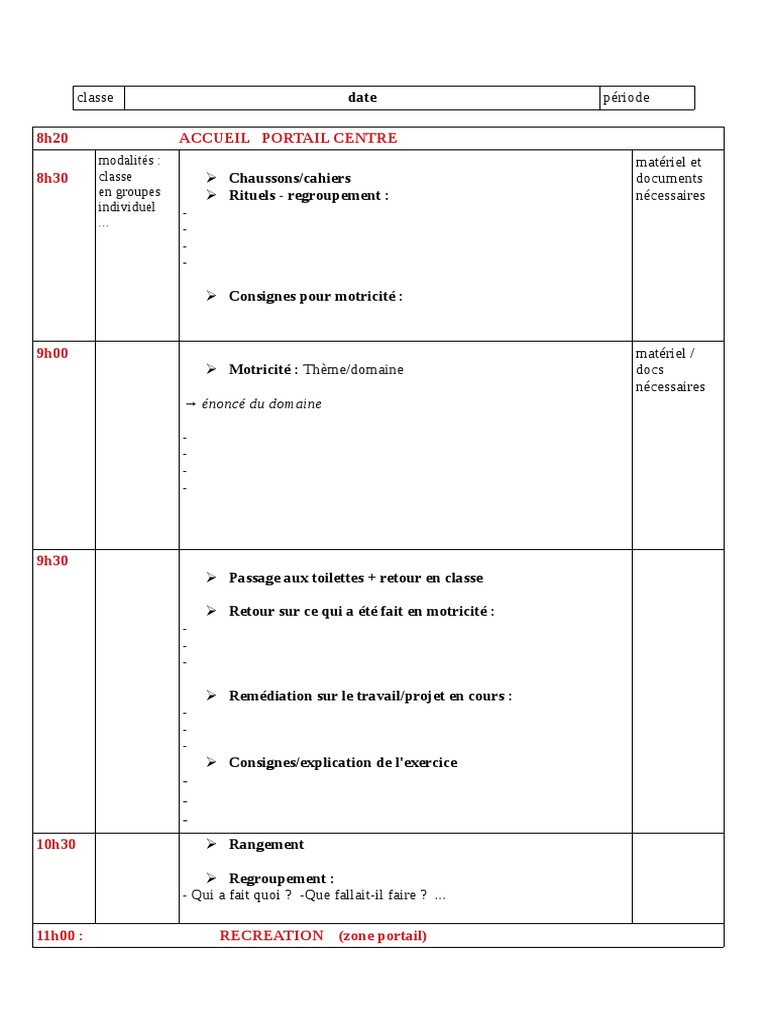 Fiche Cahier Journal Vierge Gs Pdf