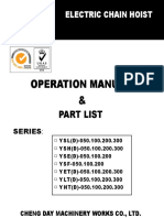 Electric Chain Hoist Operation Manual & Parts List
