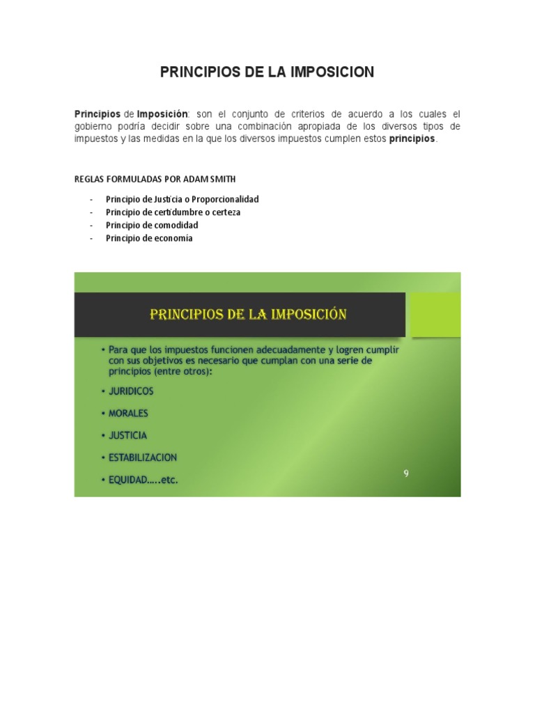 Principios de Imposición según Adam Smith | PDF