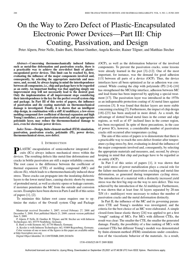 On The Way To Zero Defect of Plastic-Encapsulated Electronic Power ...