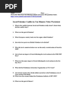 Israel-Palestine Conflict in Ten Minutes Video Worksheet