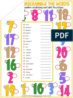 Unscramble The Numbers Vocabulary and Label The Pictures