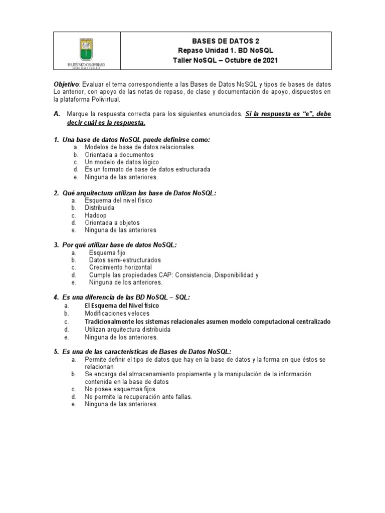 Repaso sobre Bases de Datos NoSQL | PDF | No Sql | Bases de datos