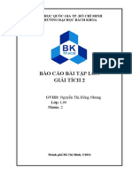 Báo Cáo Bài Tập Lớn Giải Tích 2: Đại Học Quốc Gia Tp. Hồ Chí Minh Trường Đại Học Bách Khoa