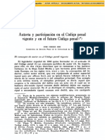 Autoría y Participación en El Código Penal Vigente y en El Futuro Código Penal - CEREZO MIR